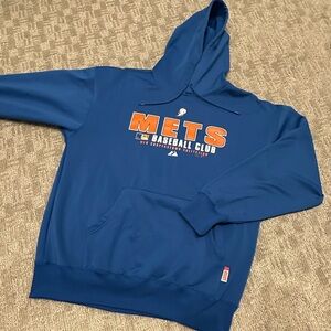 Majestic NY Mets Cooperstown Collection Hoodie XL Blue MLB Baseball Club
